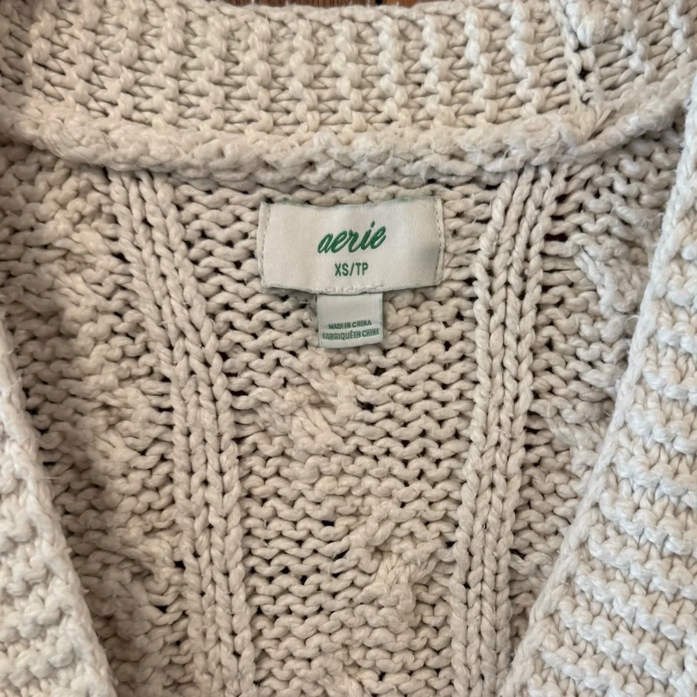 Aerie Women's Cream Cable Knit Button Front Cardigan Oversized - Sz XS - Picture 4 of 4